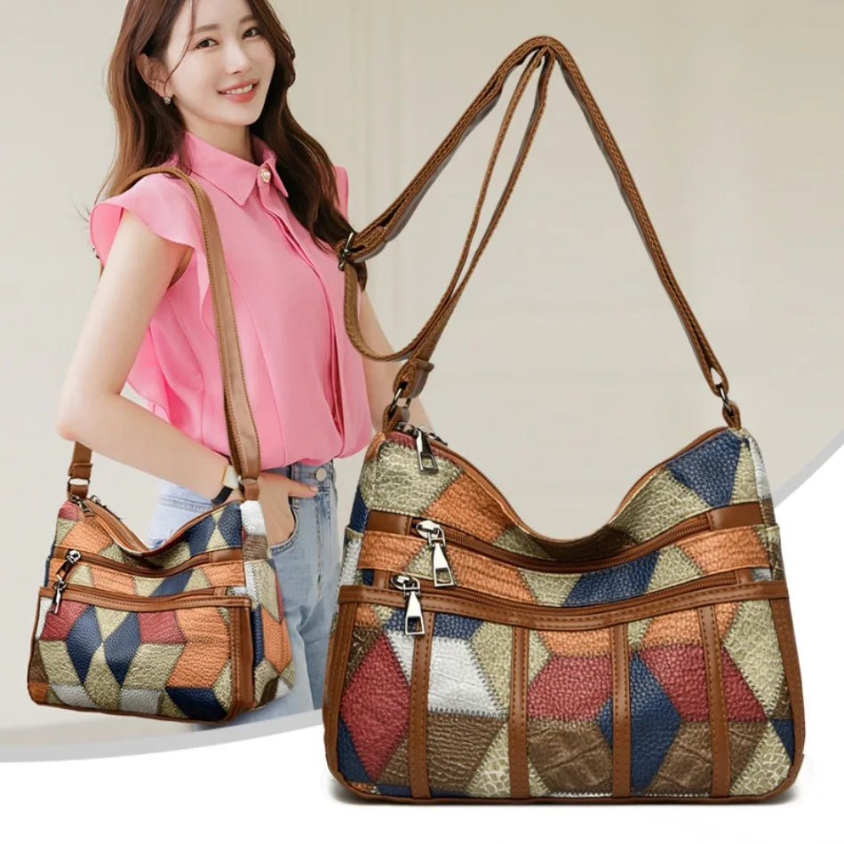 Soft Leather Purses and Handbags Casual Shoulder Crossbody Bags for Women 2024 Vintage Multi-pocket Ladies Messenger Bags Design