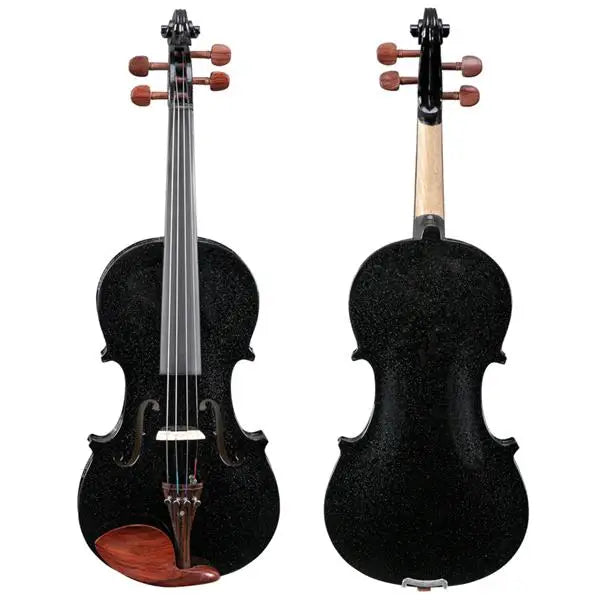 Full Size Matte Black 4/4 Spruce Panel Wooden Violin Set with Case Bow Rosin  4 Strings Shoulder Rest Turner Cleaning Cloth