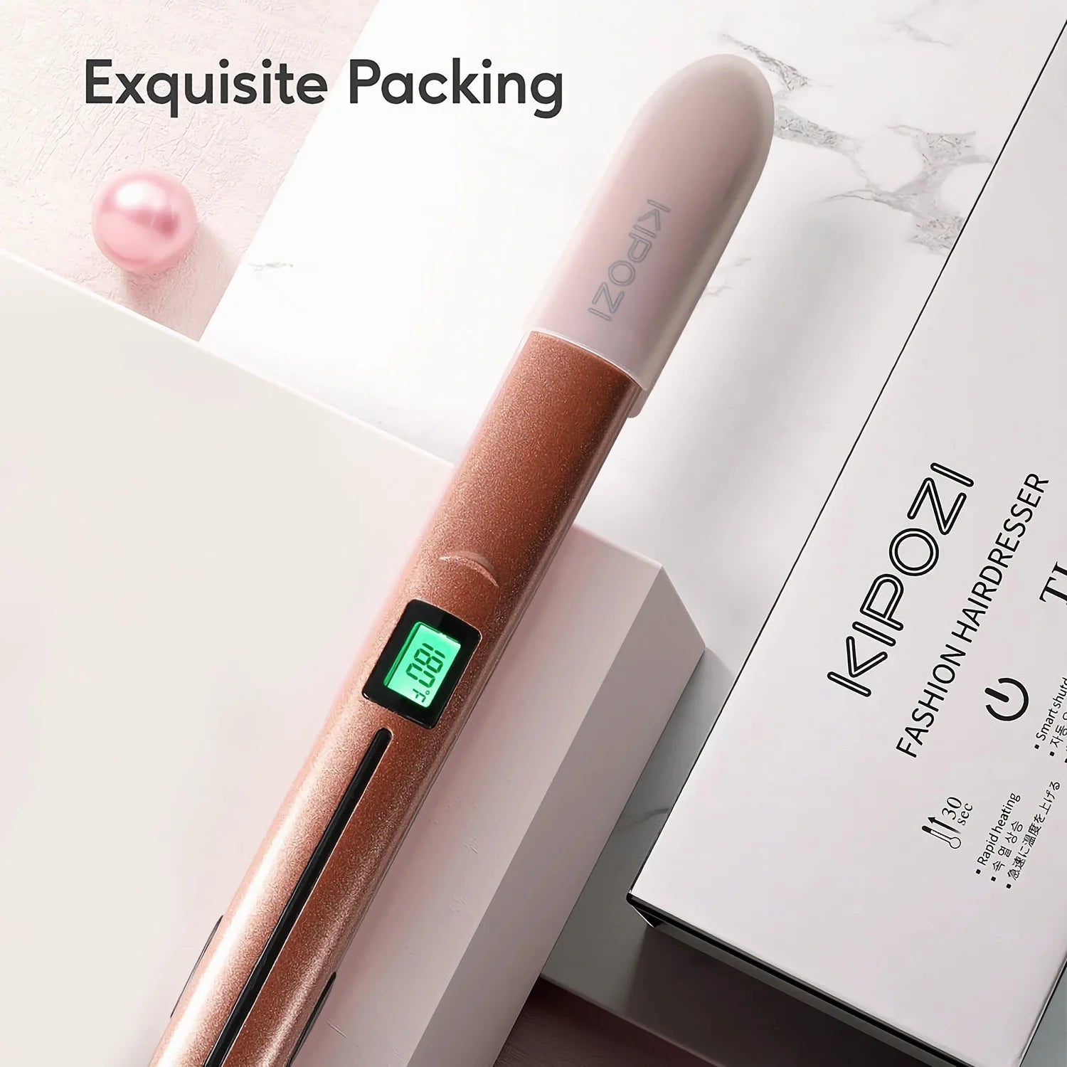 KIPOZI Perfect For Any Hair Type Titanium Flat Iron Hair Straightener with Digital LCD Display Dual Voltage Instant Heating Iron