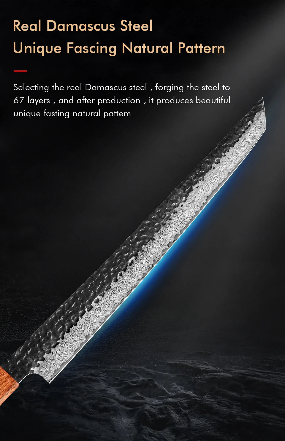 TURWHO 10.5 Inch Professional Sashimi Knife Japan 67 Layer Damascus Chef's Knife Super Sharp Cutting Sushi Salmon Kitchen Knives