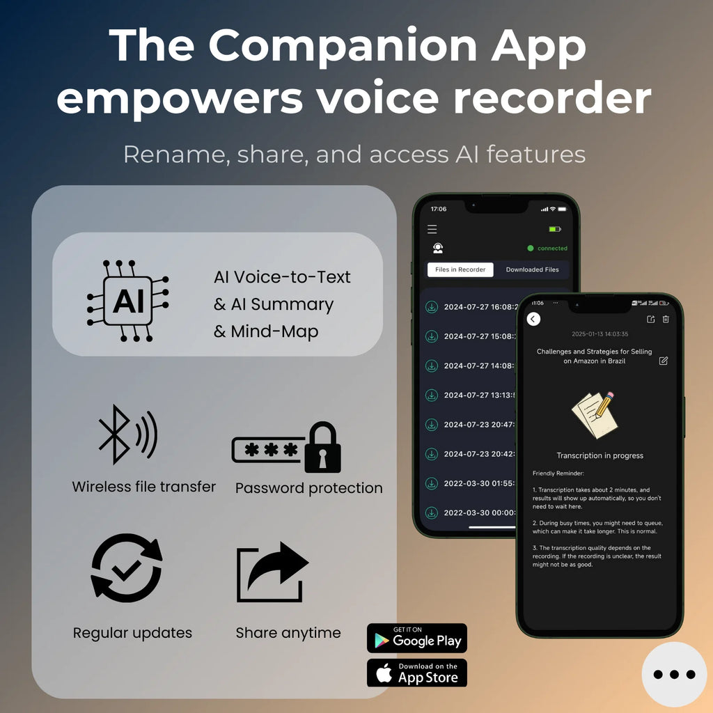 AI Voice Recorder transcription, Translation, Summary, Mind Mapping, Voice Activation 64GB Aluminum Dictaphone [AI Version]