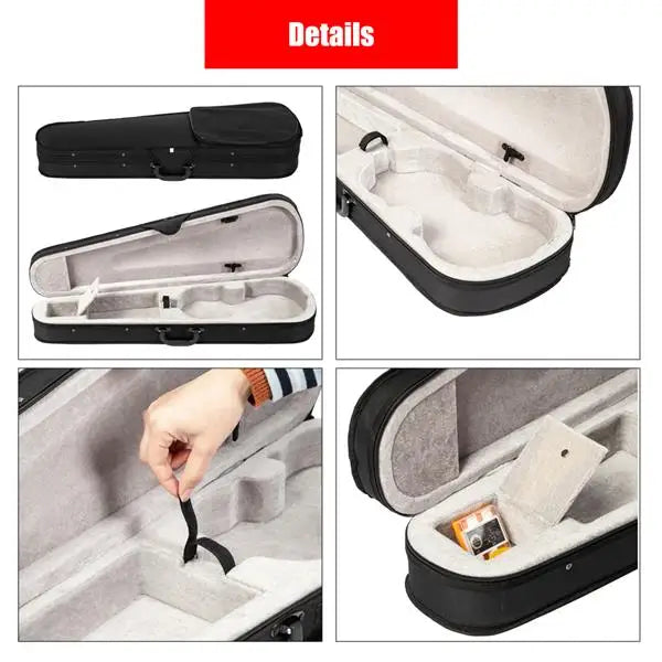 Full Size Matte Black 4/4 Spruce Panel Wooden Violin Set with Case Bow Rosin  4 Strings Shoulder Rest Turner Cleaning Cloth