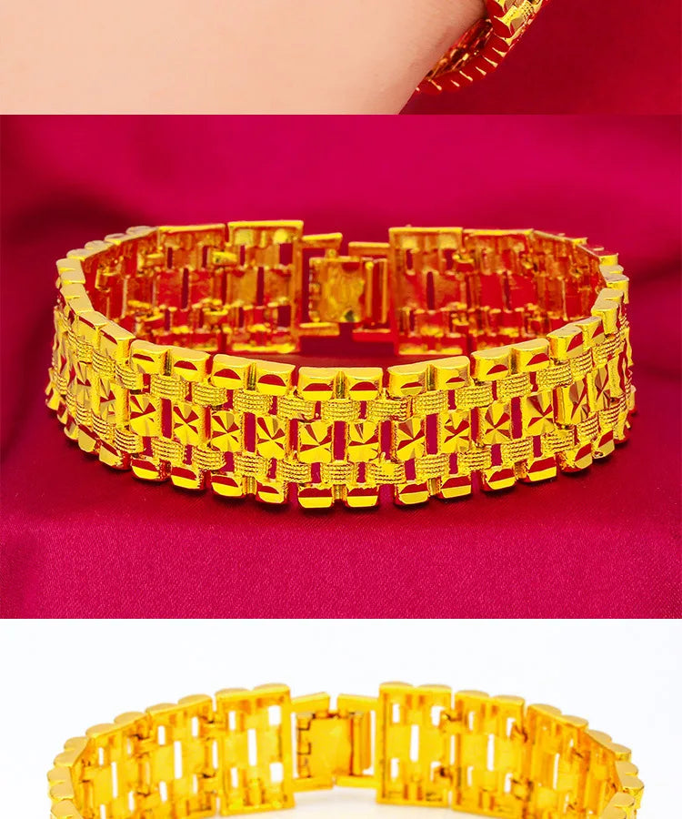 Euro Coin Men's Bracelet, 24K Gold, AU999 | Matte gold lion-engraved coin with distressed chain, rugged for casual wear