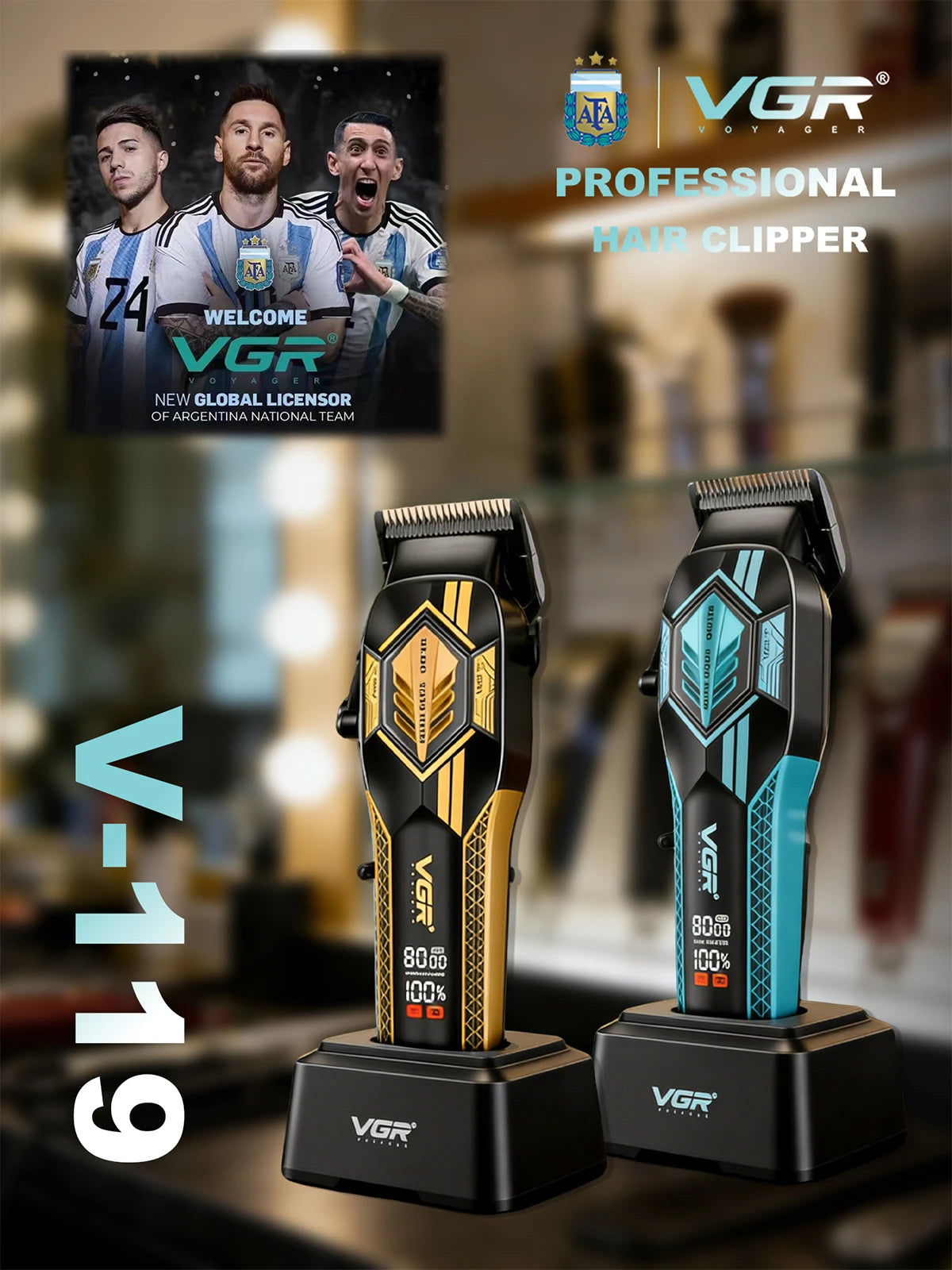 VGR Professional Hair Clippers Rechargeable Hair Trimmer Adjustable Finishing Haircut Machine DLC Blade Clippers For man V-119
