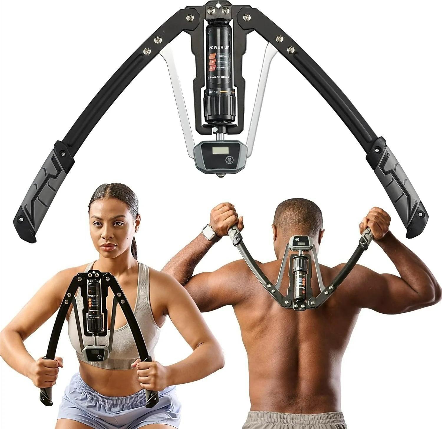 Hydraulic Power Chest Expander and Arm Twister Trainer Exerciser-Adjustable 22-440lb Resistance,Smart Counter-Workout Equipment