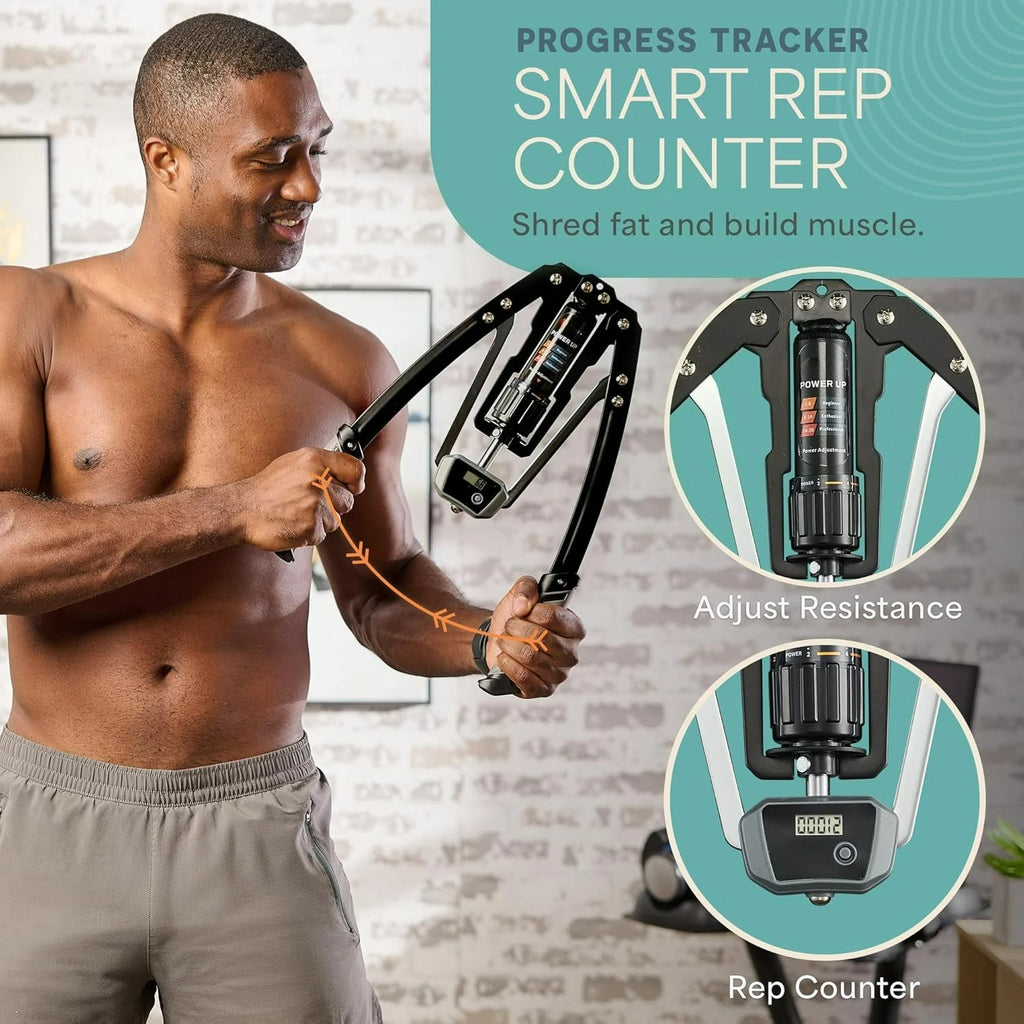 Hydraulic Power Chest Expander and Arm Twister Trainer Exerciser-Adjustable 22-440lb Resistance,Smart Counter-Workout Equipment