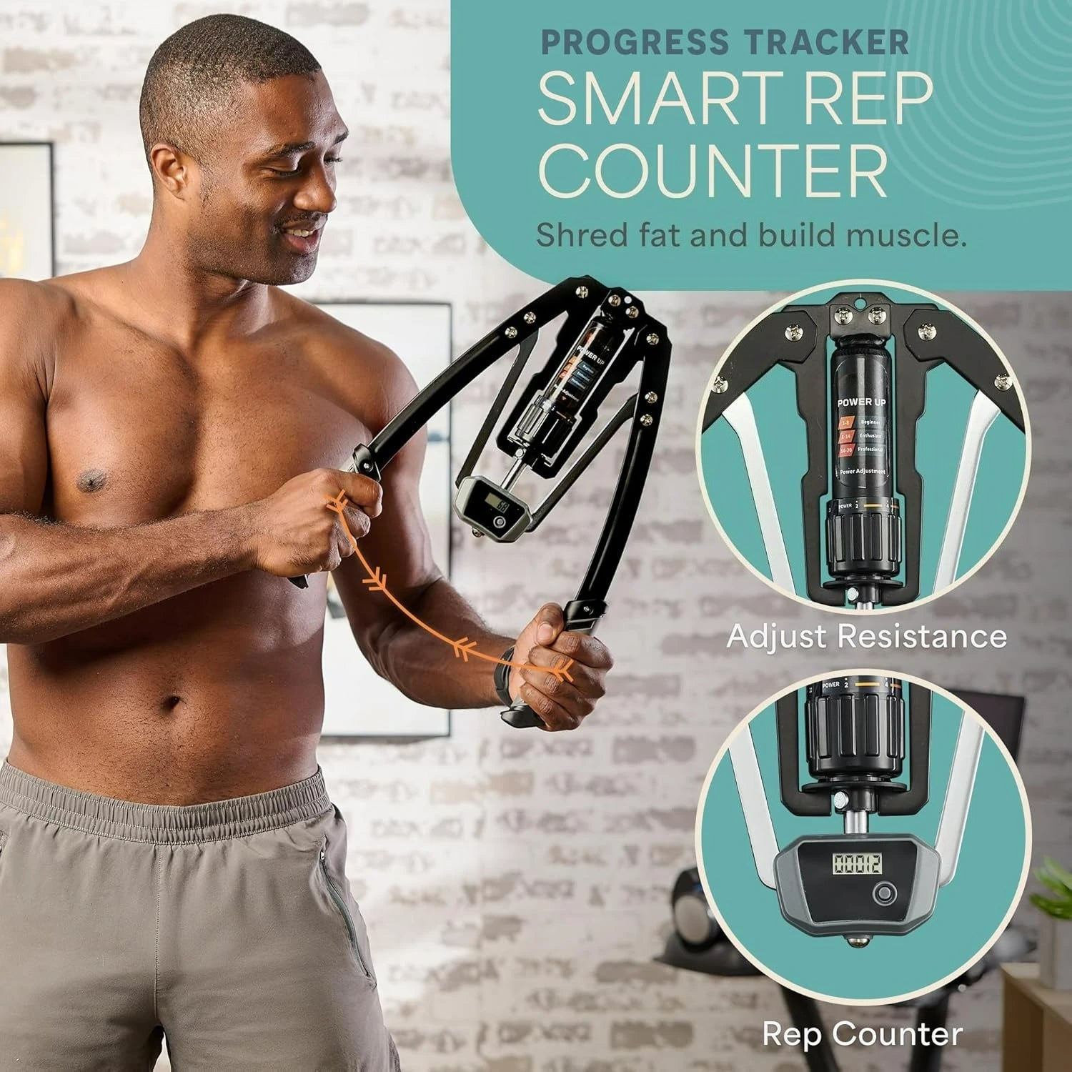 Hydraulic Power Chest Expander and Arm Twister Trainer Exerciser-Adjustable 22-440lb Resistance,Smart Counter-Workout Equipment