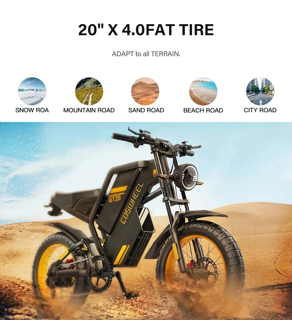 Coswheel Electric bike Dual Motor GT20 Pro/GT20 3000W 48V 40AH Mountain bikes Electric Off Road Bike Fat Tires Motorcycle Ebike