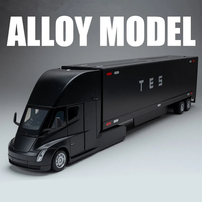 1:32 Semi Alloy Electric Semi Trailer Truck Head Car Model Diecast Container Transport Truck Vehicles Car Model Sound Light Toys