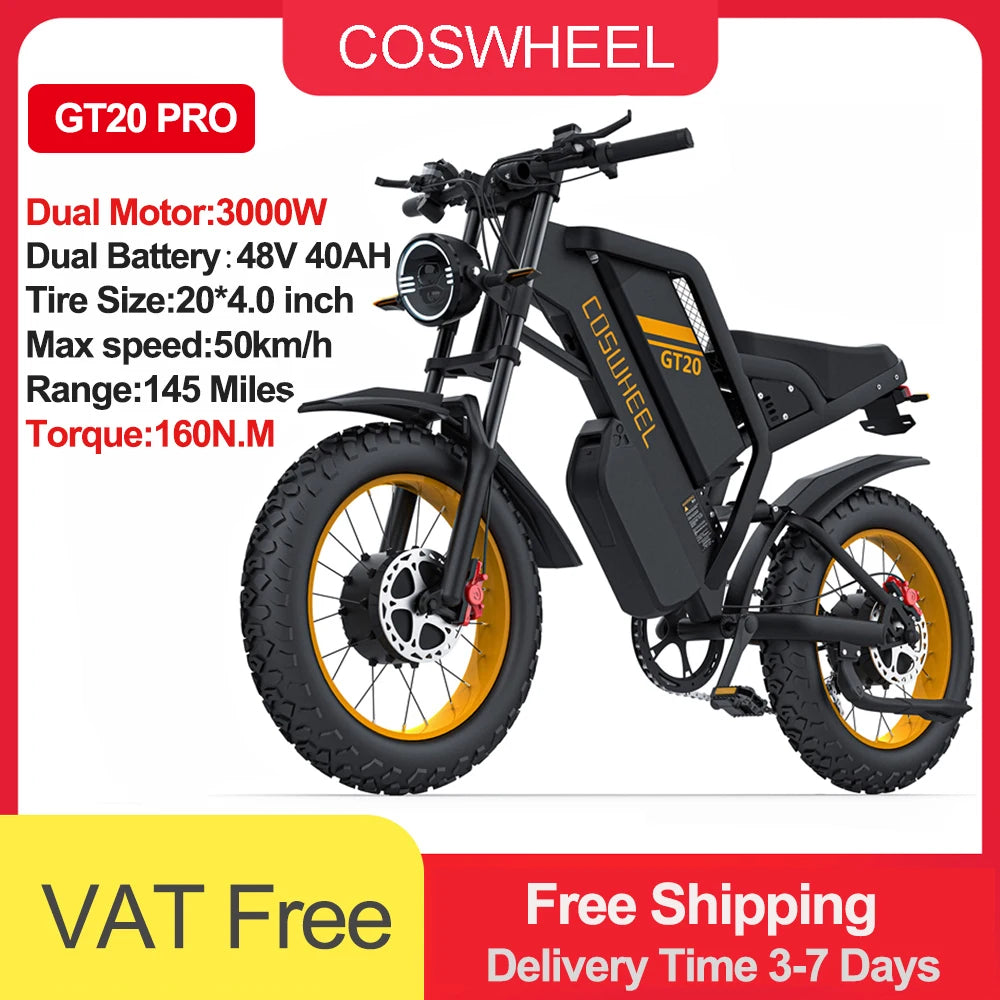 Coswheel Electric bike Dual Motor GT20 Pro/GT20 3000W 48V 40AH Mountain bikes Electric Off Road Bike Fat Tires Motorcycle Ebike