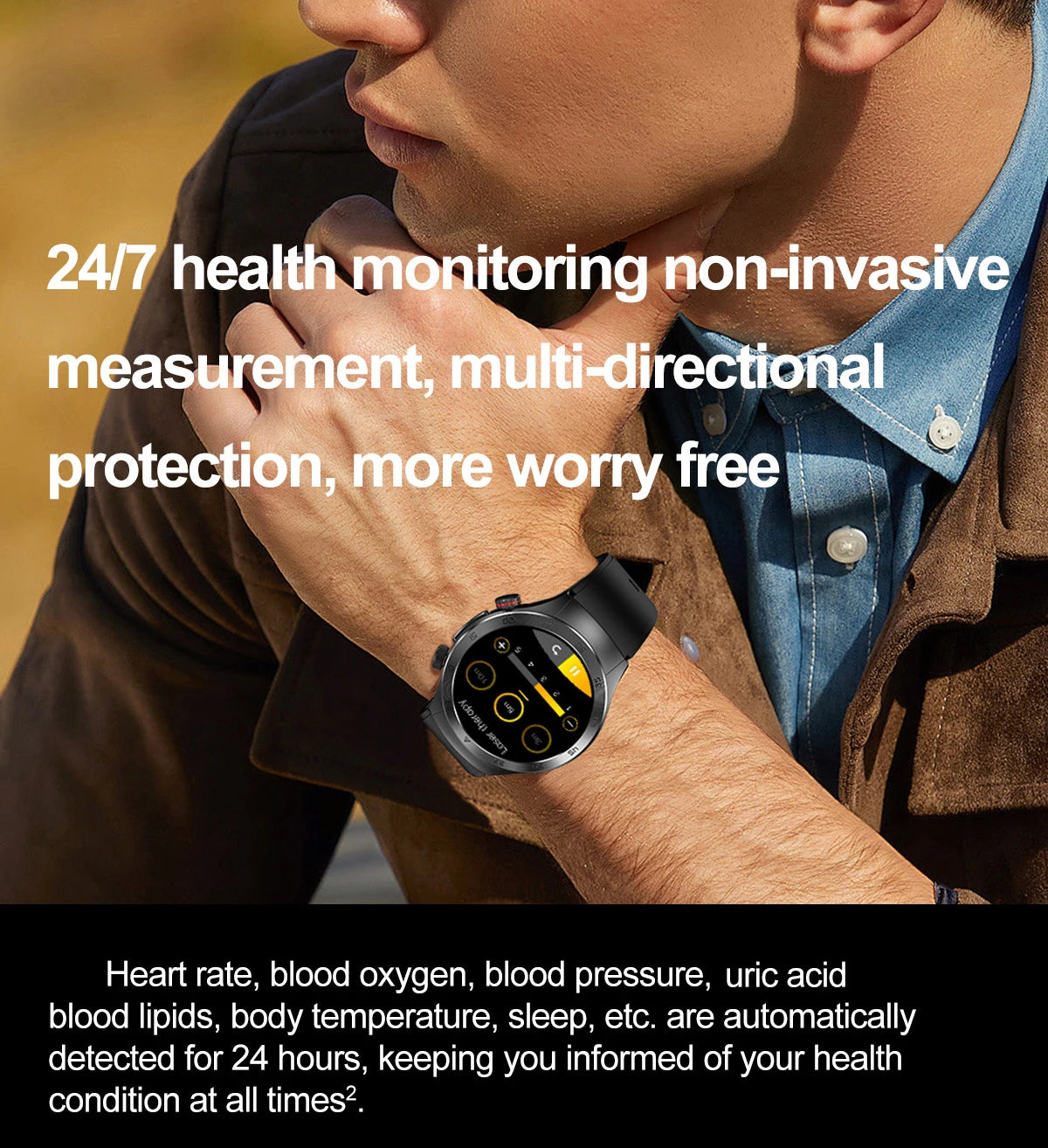 2026New Precise Laser Therapy Bracelet Health ECG+PPG Smart Watch Blood Pressure Blood Lipid Uric Acid BT HD Call SmartWatch Men