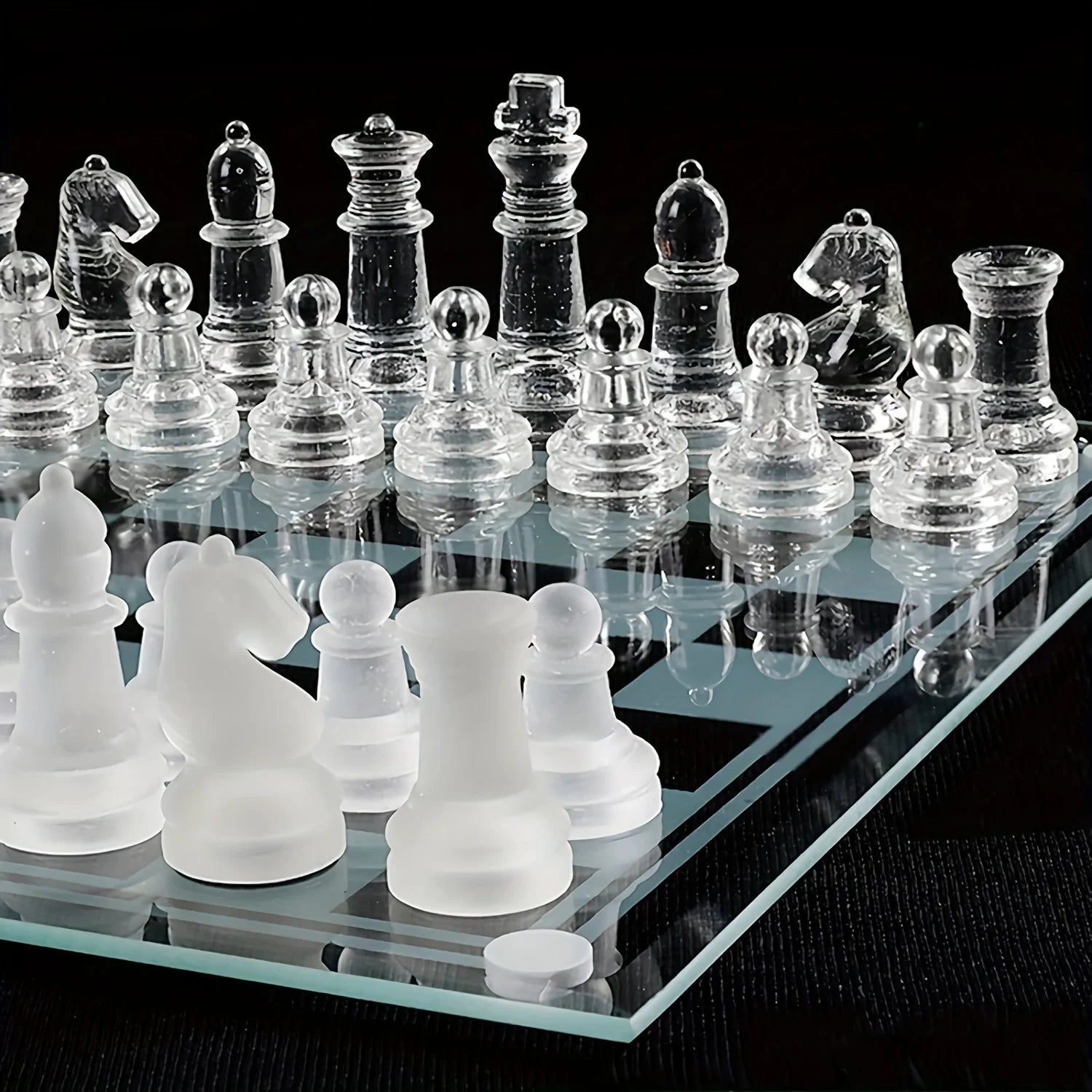 Deluxe Glass Set, 10 Inch Board Game Pieces, Elegant Home Decor, High-Quality And Enthusiasts, Adult Chess Set