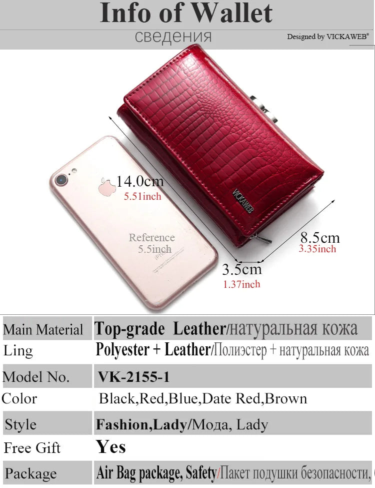 Free Gift Women Genuine Leather Short Wallet Female Fashion Purses Ladies Alligator Hasp & Zipper Small Coin Bag AE2155