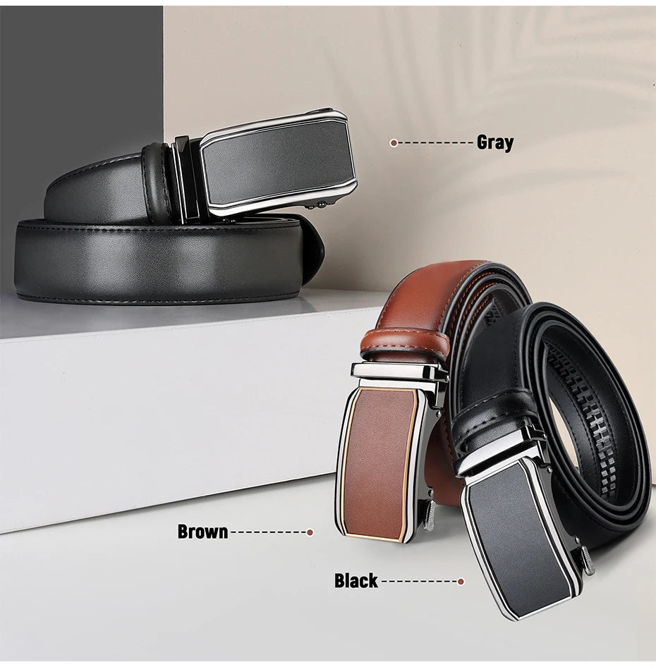 Maikun Leather Ratchet Belt For Men Click Leather Belt Adjustable Buckle Trim To Fit Black Brown