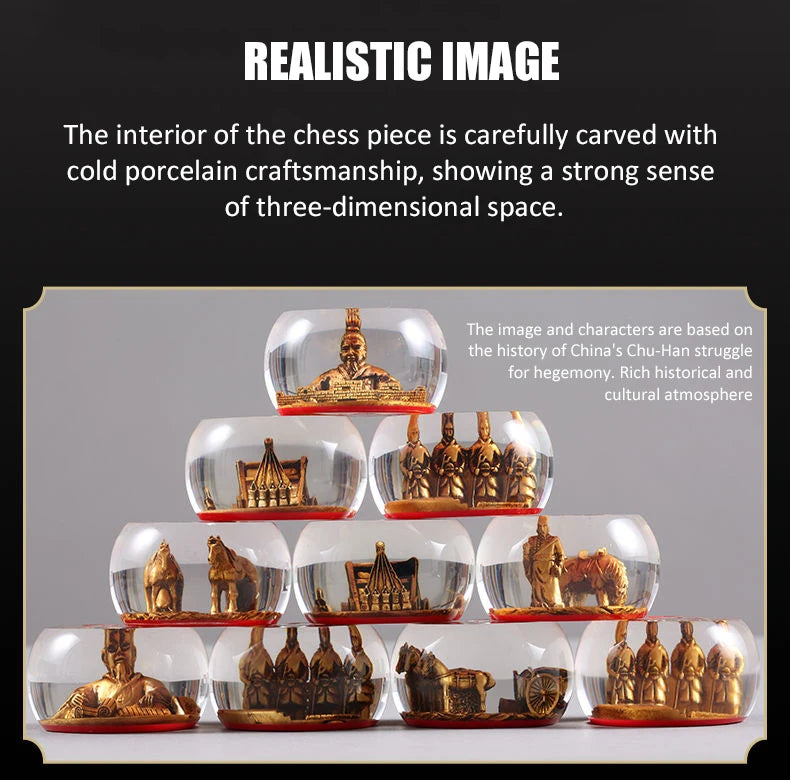 Chinese Chess Set Luxury Table Board Games Artificial Crystal Engraving Chess Family Party Children Adult Collect Birthday Gift