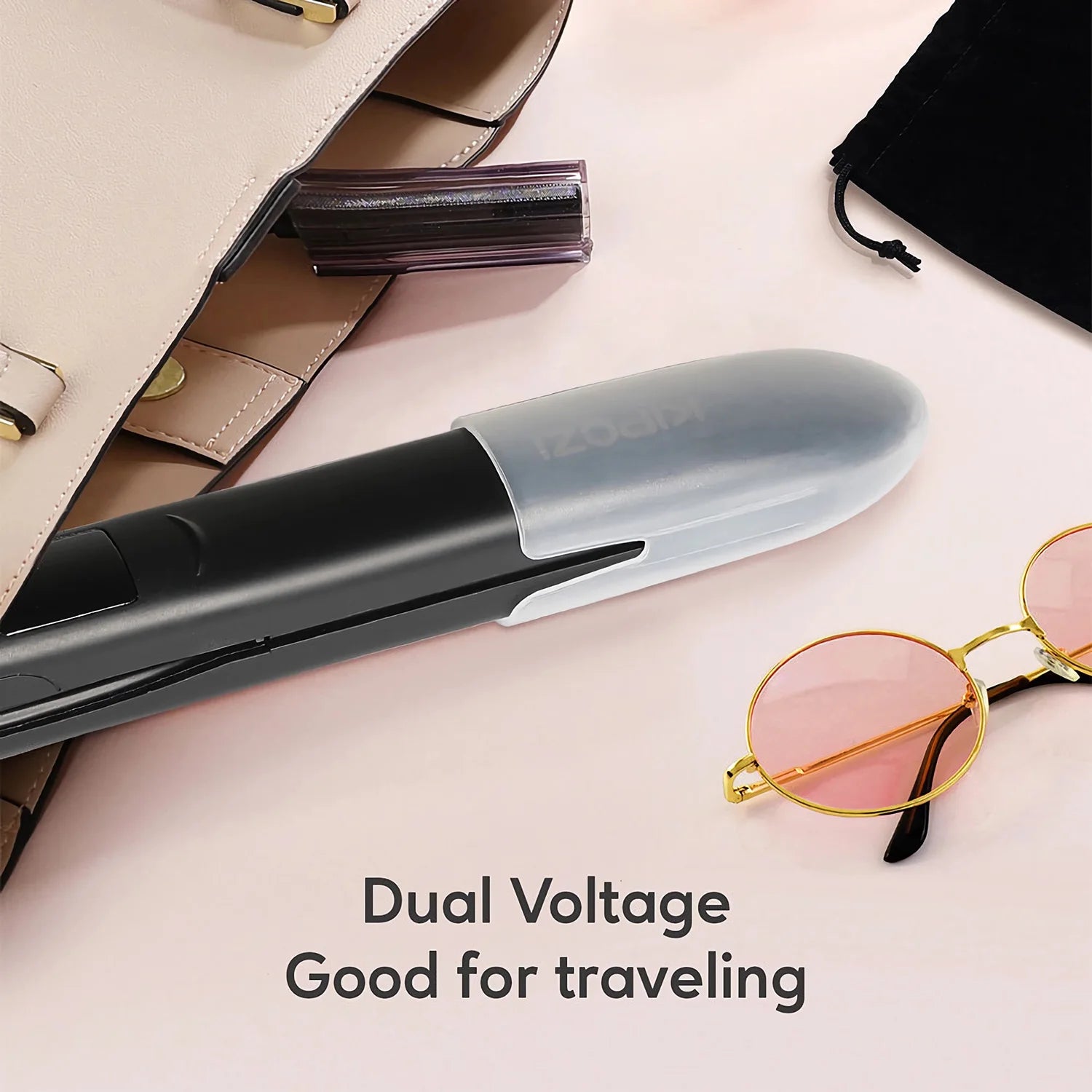 KIPOZI Perfect For Any Hair Type Titanium Flat Iron Hair Straightener with Digital LCD Display Dual Voltage Instant Heating Iron