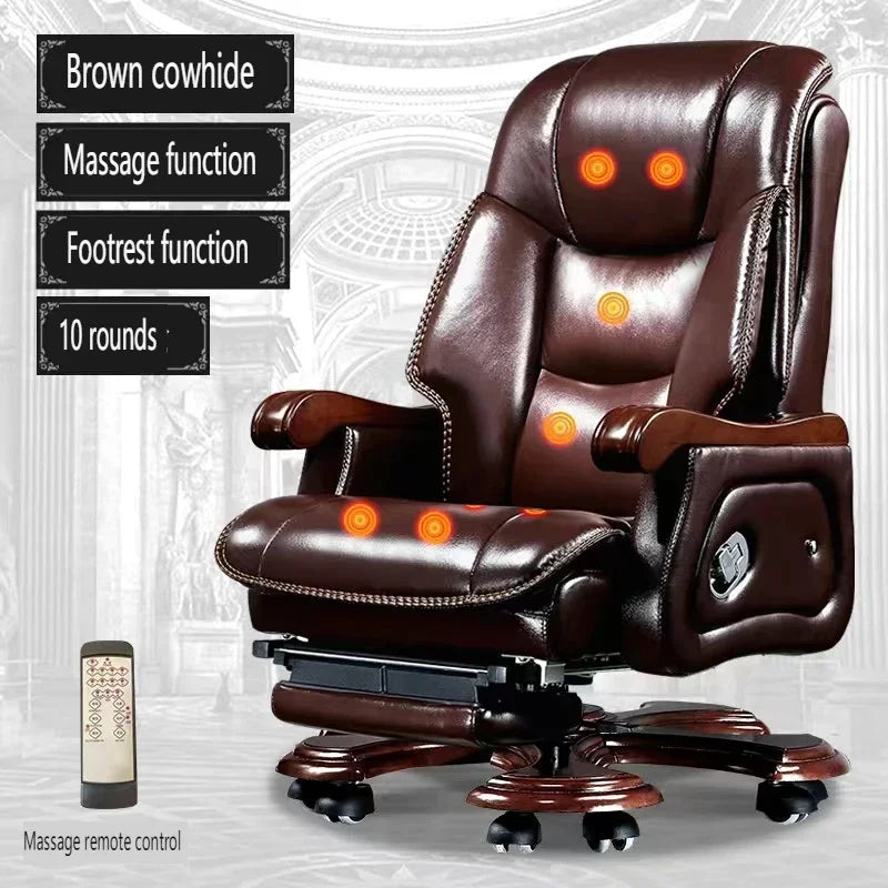 #i Chinese Boss Chair Business leather CEO Office chair with massage pedal, lie down,ergonomics