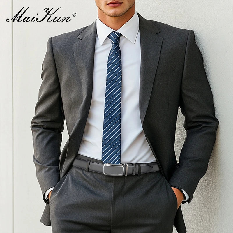 Maikun Leather Ratchet Belt For Men Click Leather Belt Adjustable Buckle Trim To Fit Black Brown