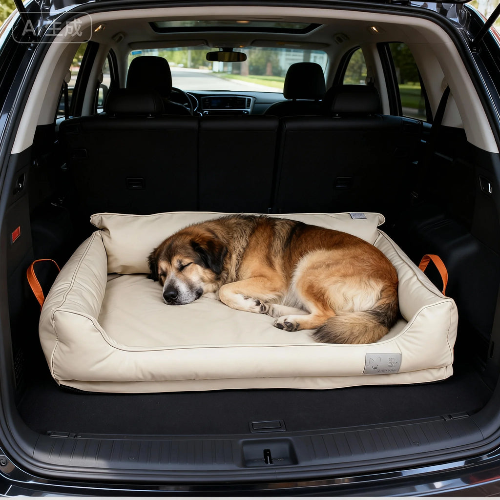 Large Dog Bed Leather Soft Plush Donut Snuggly Warm Cozy Pet Mat for Small to Extra Extra Large Dogs Rectangle Shape