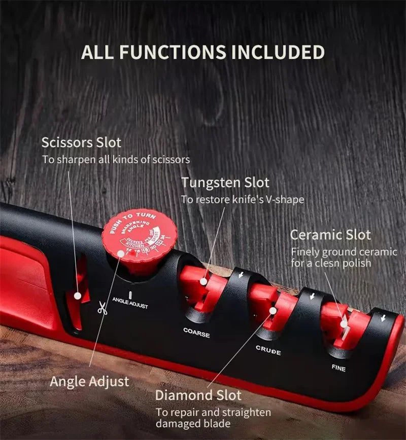 Knife Sharpener 5 in 1 Adjustable Angle Kitchen Grinding Machine Professional Knife Scissors Sharpening Tools with cut resistant