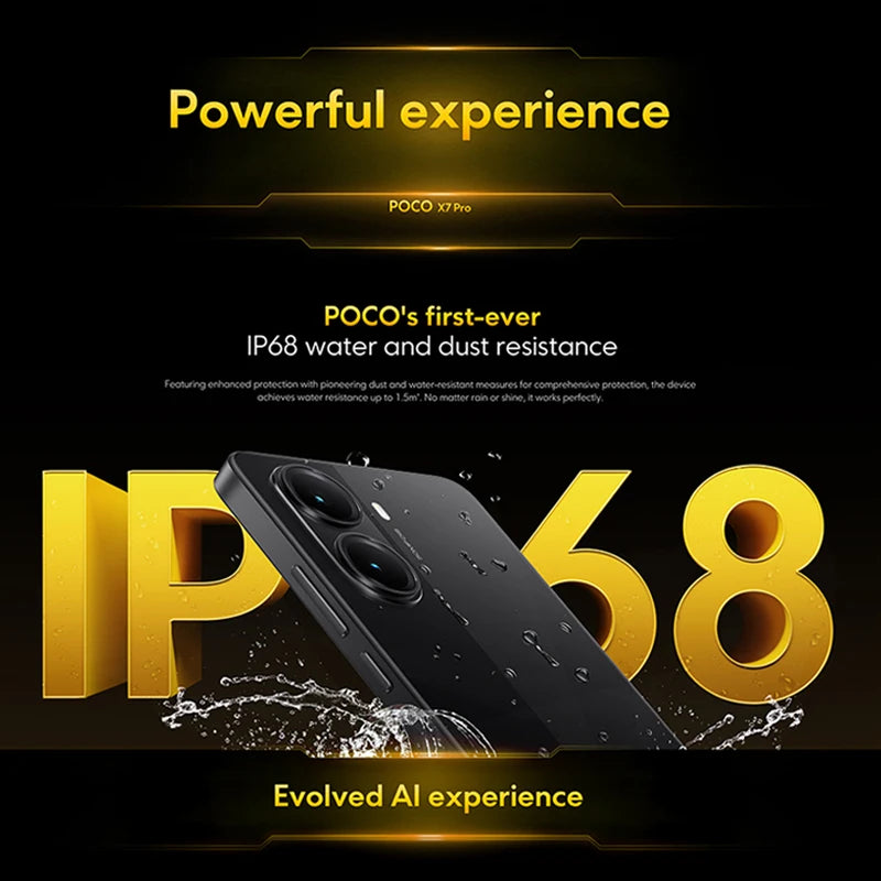POCO X7 Pro Global Version Mobile Phone 6000mAh Battery 90W HyperCharge Dimensity 8400-Ultra 120Hz 1.5K display IP68 NFC