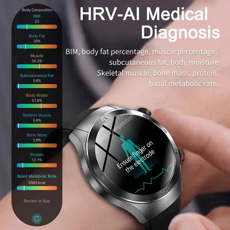 2026New Precise Laser Therapy Bracelet Health ECG+PPG Smart Watch Blood Pressure Blood Lipid Uric Acid BT HD Call SmartWatch Men
