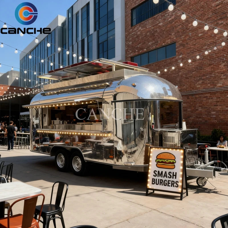 Mobile Food Trailer With Full Kitchen Hot dog Burgers Cart Mobile Street Fast Food Van