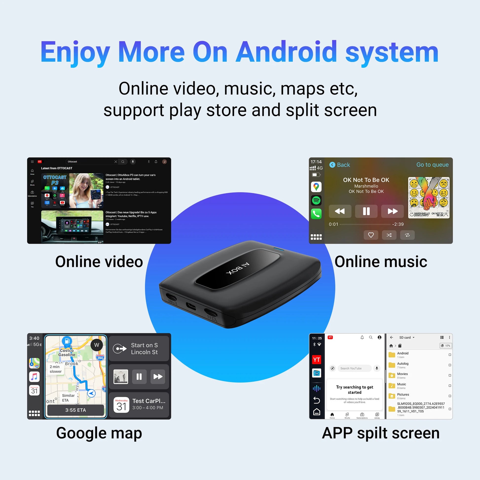 2025 CarPlay Ai Box Wireless Android Auto Car Play Adapter Smart Car TV Accessories for Net flix UtubeQualcomm Snapdragon 6125