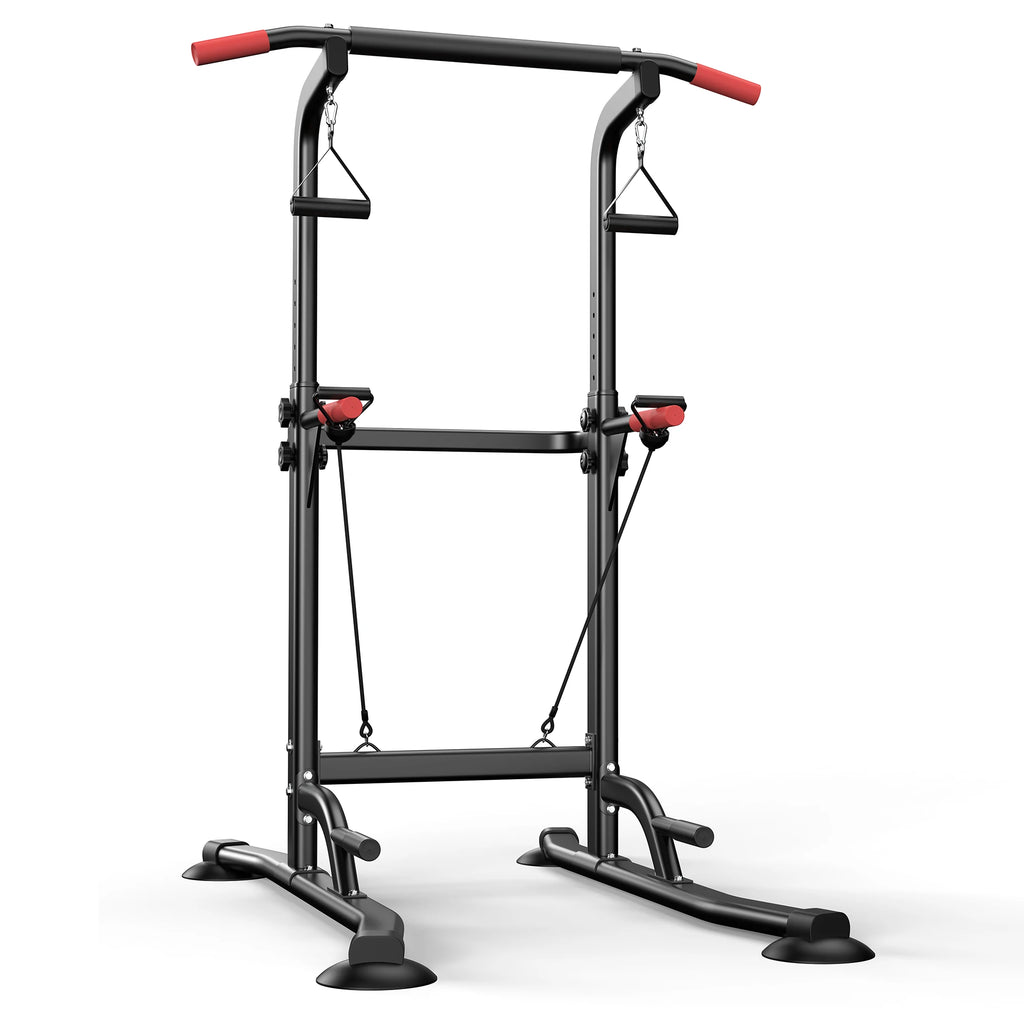 Power Tower Pull Up Bar Free Standing with Resistance Bands, 350LBS Heavy Duty Alloy Steel Dip Station for Home Gym