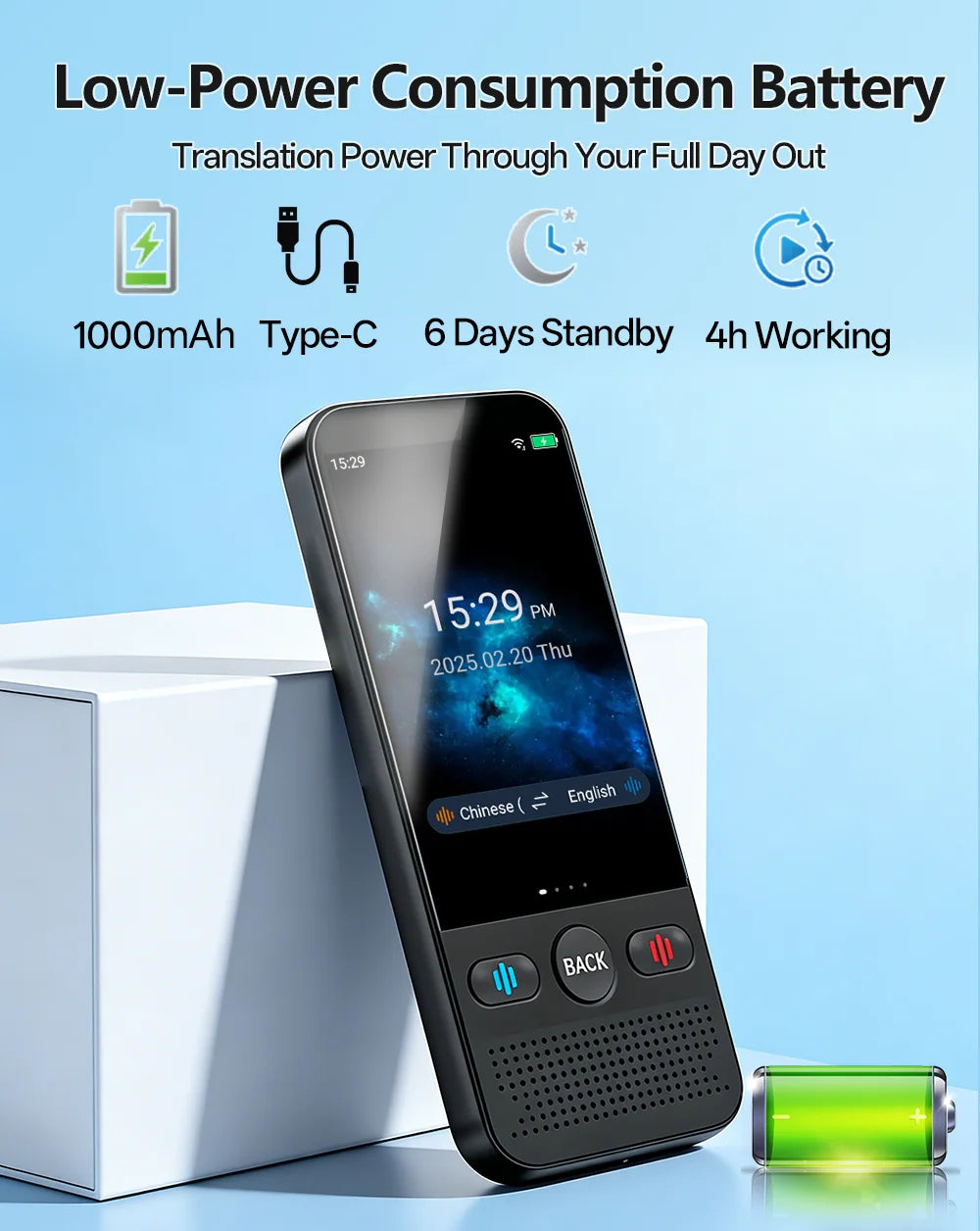 MSAI T20 160 Languages Translator with Camera Real-Time Voice Audio Photo Online Offline Translation Device Travel Assistant