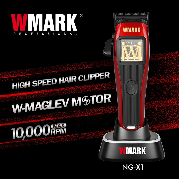 WMARK Trimmer Professional Hair Cutting Machine Cordless Hair Clippers 10000 RPM Barber Clipper Electric Trimmer for Men NG-X1
