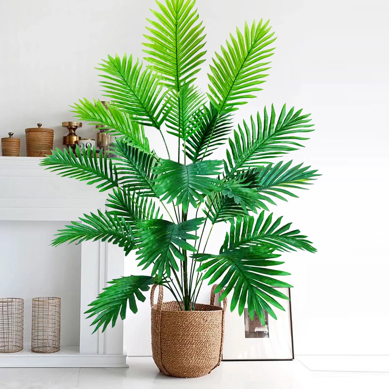 53-123cm  Artificial Palm Tree Tropical Fake Plant Green Plastic Palm Leaf Branches Suitable for Home Garden Decoration