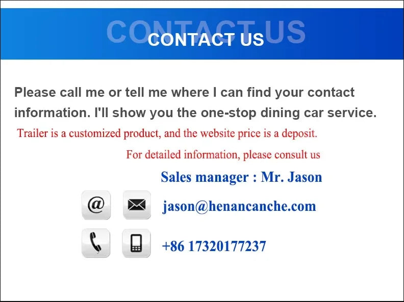 Mobile Food Trailer With Full Kitchen Hot dog Burgers Cart Mobile Street Fast Food Van