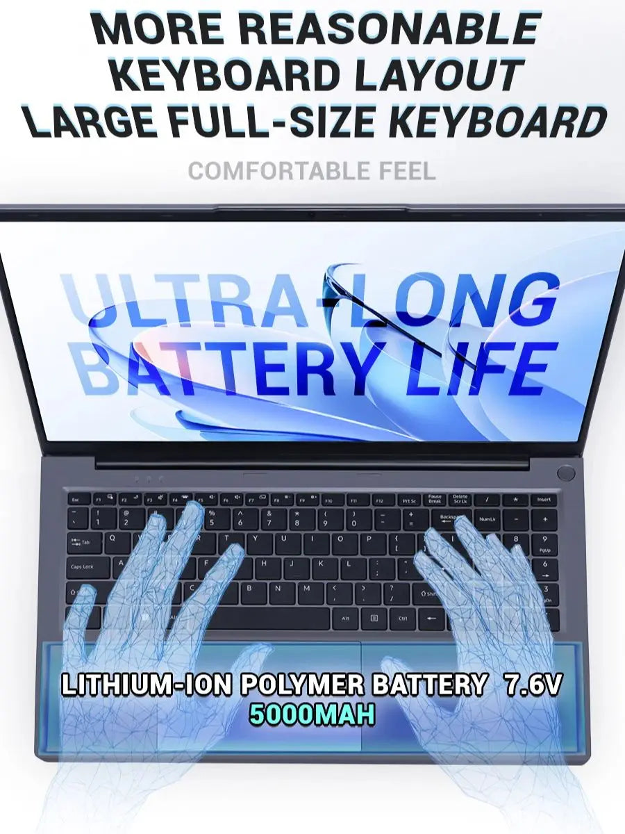 Firebat A16 Laptop 15.6 16 Inch CPU Intel N5095 16GB RAM SSD 512GB 1TB BT4.2 WiFi5 LPDDR4 Lightweight Business Computer Notebook