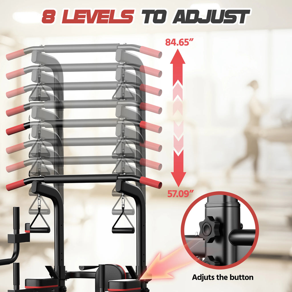 Power Tower Pull Up Bar Free Standing with Resistance Bands, 350LBS Heavy Duty Alloy Steel Dip Station for Home Gym