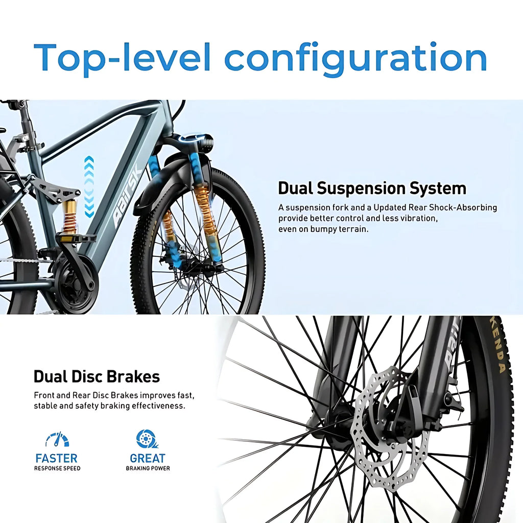 26'' Electric Bike for Adults,750W Peak Motor Mountain Ebike,25MPH Up to 40Miles,7-Speed,Shock Absorbers,Commuter E-Bike