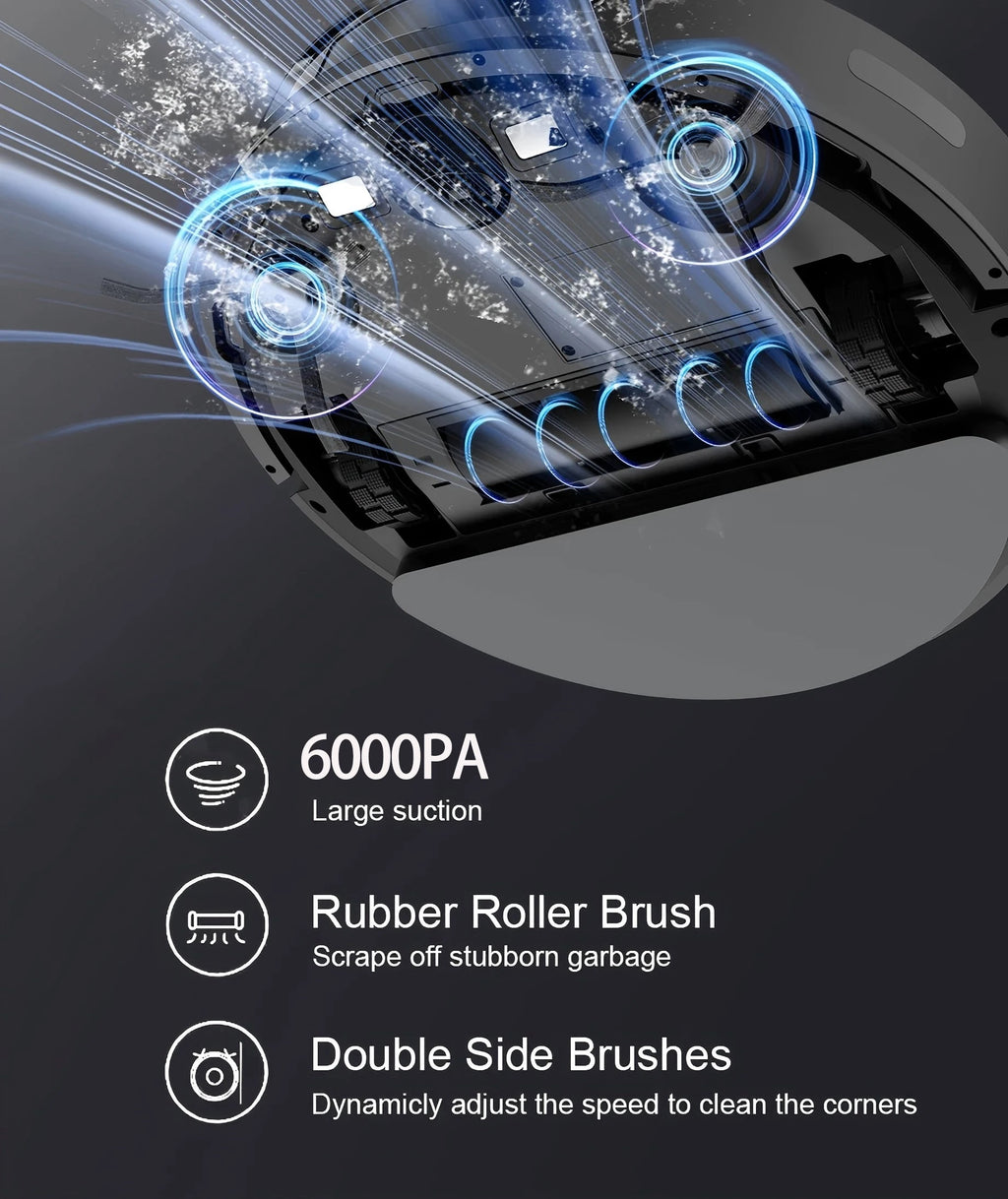 Robot Vacuum Cleaner Combo Mop,6000PA Suction Robotic,WiFi/Voice Control,Auto-Recharge,Pet Hair For Home Vacuum Cleaning Robotic