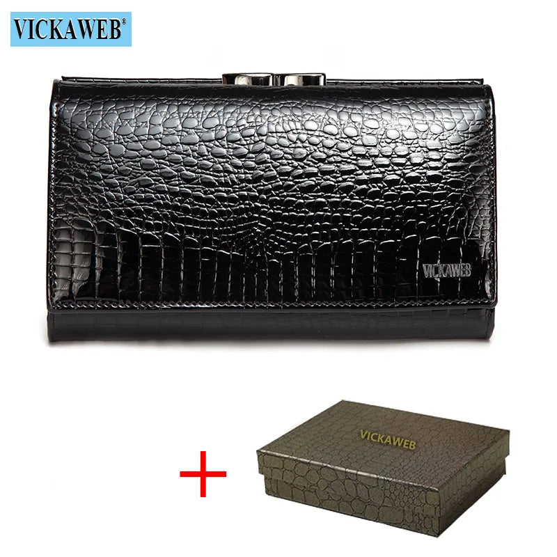 Free Gift Women Genuine Leather Short Wallet Female Fashion Purses Ladies Alligator Hasp & Zipper Small Coin Bag AE2155
