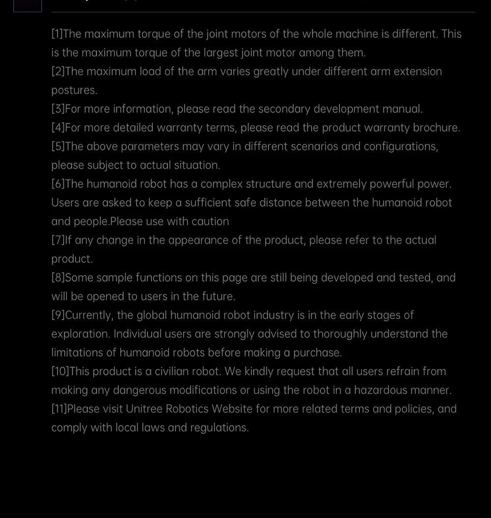 Unitree G1 Humanoid Robot Embodied AI (No Secondary Development Supported)