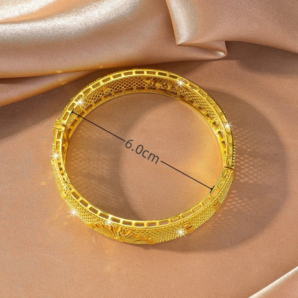 Luxury 24K 9999 Pure Gold real gold Peacock Open Screen Hollow Bracelet Buckle Bracelet Dubai Wedding Bracelet