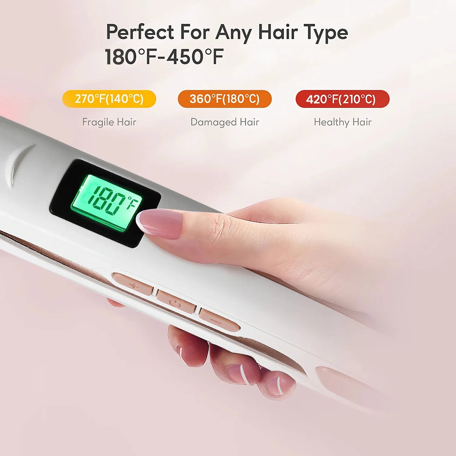 KIPOZI Perfect For Any Hair Type Titanium Flat Iron Hair Straightener with Digital LCD Display Dual Voltage Instant Heating Iron