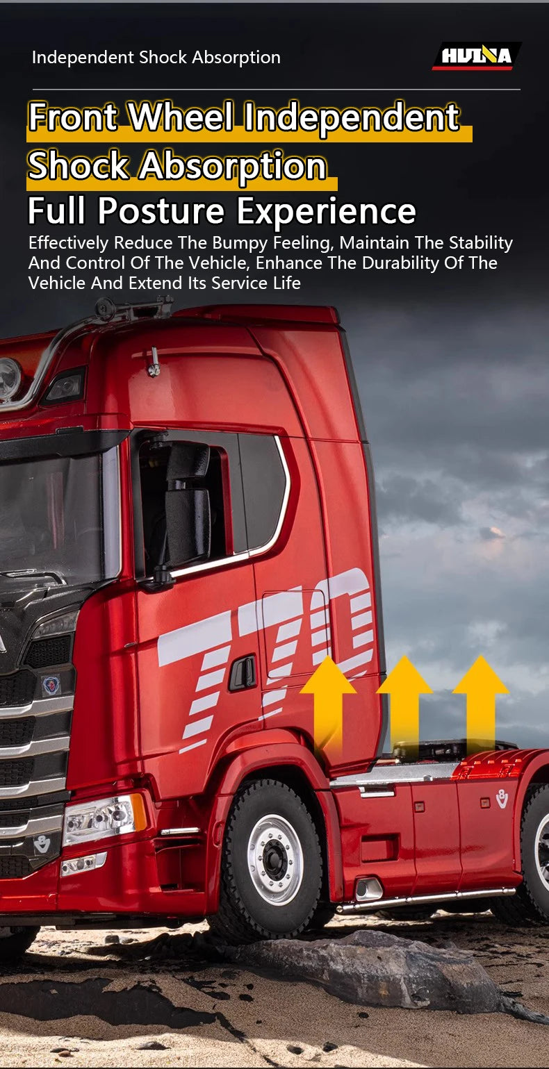 HUINA 1501 770S Alloy Tractor 19CH RC Truck 1/18 2.4G remote control Engineering Trailer Truck with Light and Sound Toys