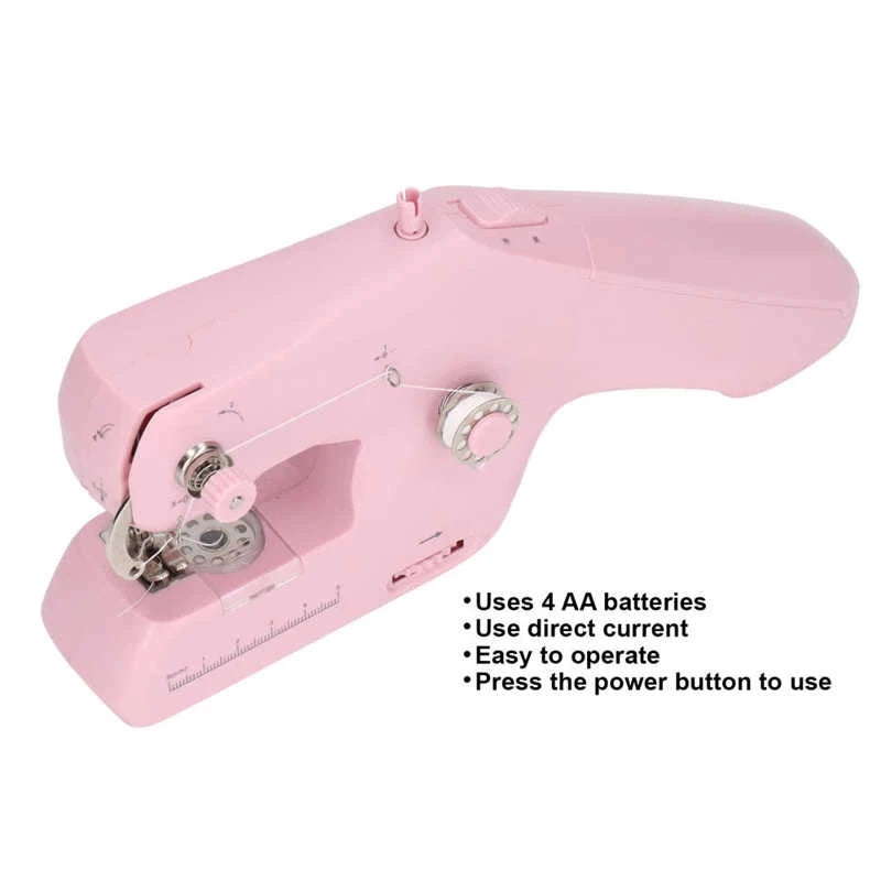 Sewing Machine Household Mini Handheld Portable Electric Two-wire Sewing Machine Pink White