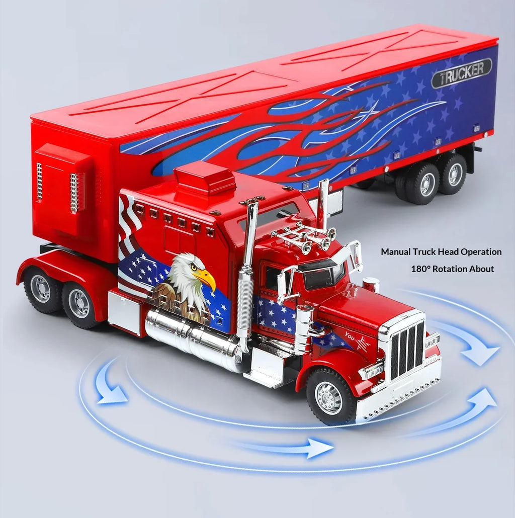 1:24 389 Platform Trailer Container Transport Tow Truck Toy Car For Diecast Vehicle Model Collection Gift Boy