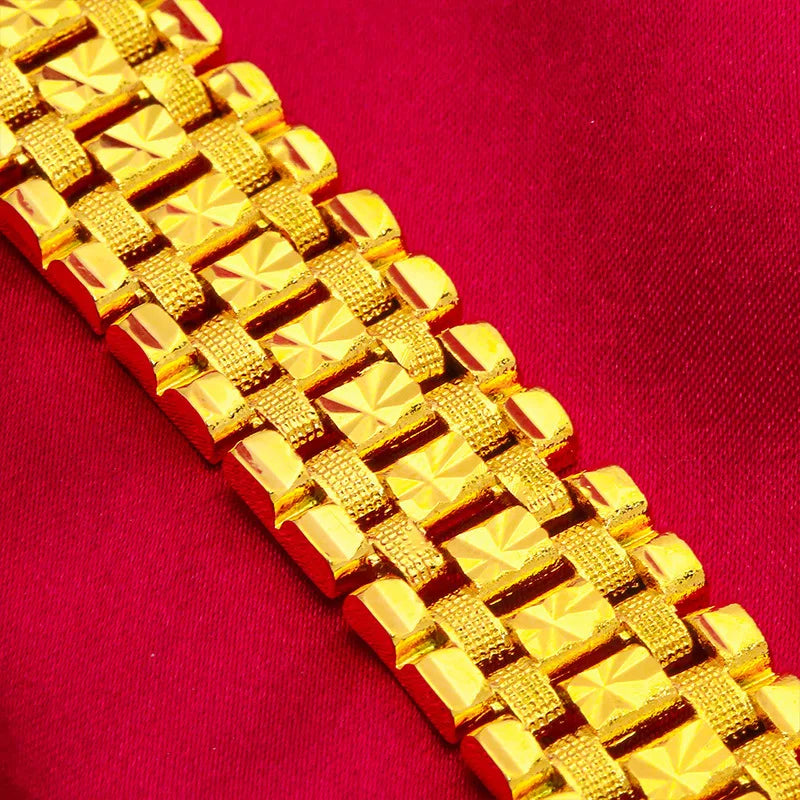 Euro Coin Men's Bracelet, 24K Gold, AU999 | Matte gold lion-engraved coin with distressed chain, rugged for casual wear