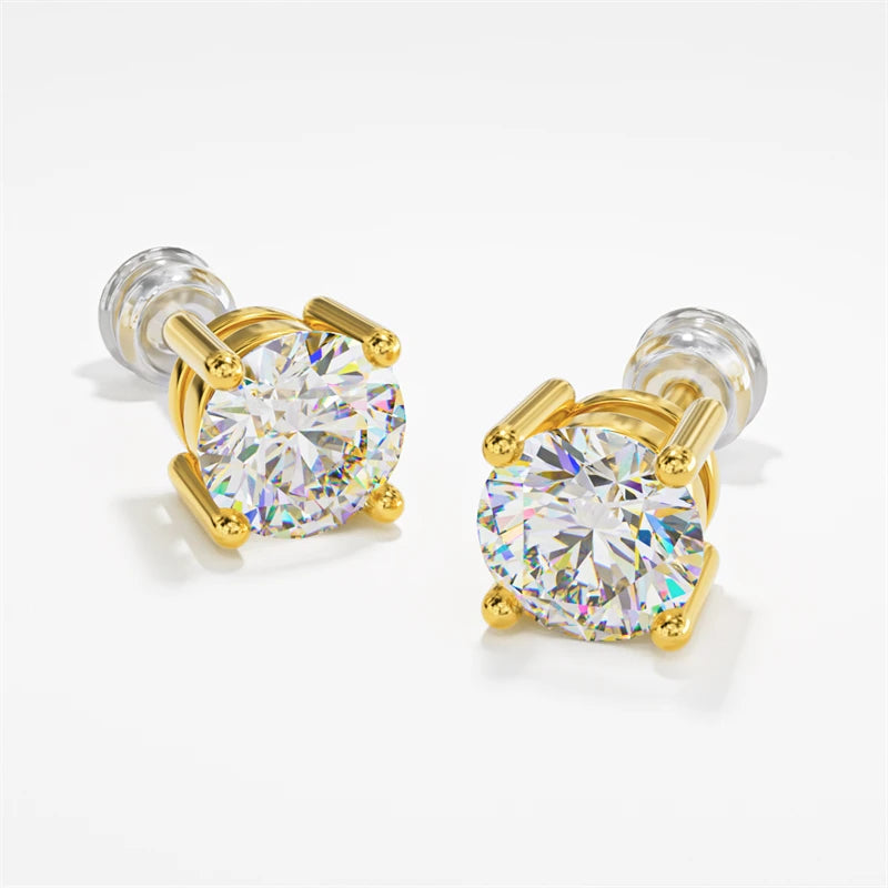 Original Real 18K Gold Moissanite Diamond Earrings Authentic AU750 Exquisite Gift Gold Earrings For Woman Female Fine Jewelry