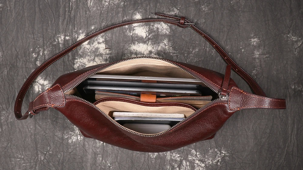 LUOKIR New Women's Genuine Leather Shoulder Bag Fashionable Retro HOBO Bag First Layer Cowhide Crossbody Bag Underarm Bag