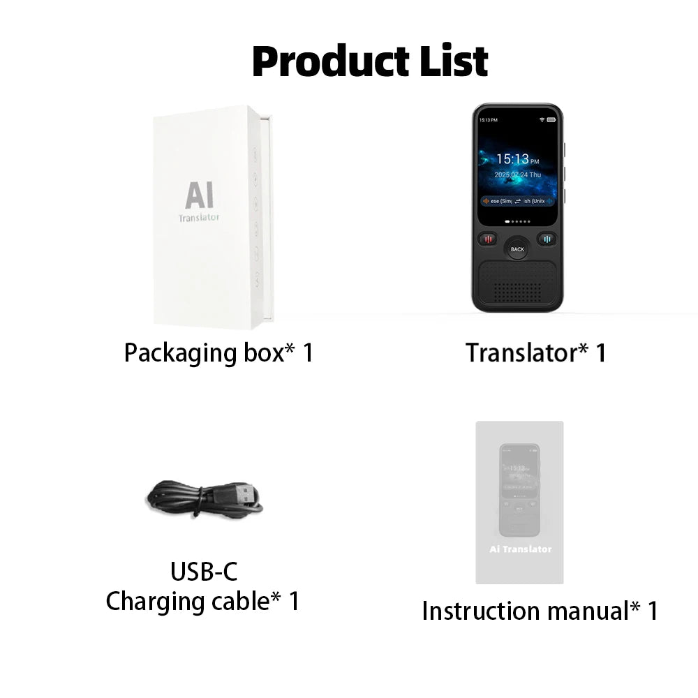 MSAI T20 160 Languages Translator with Camera Real-Time Voice Audio Photo Online Offline Translation Device Travel Assistant