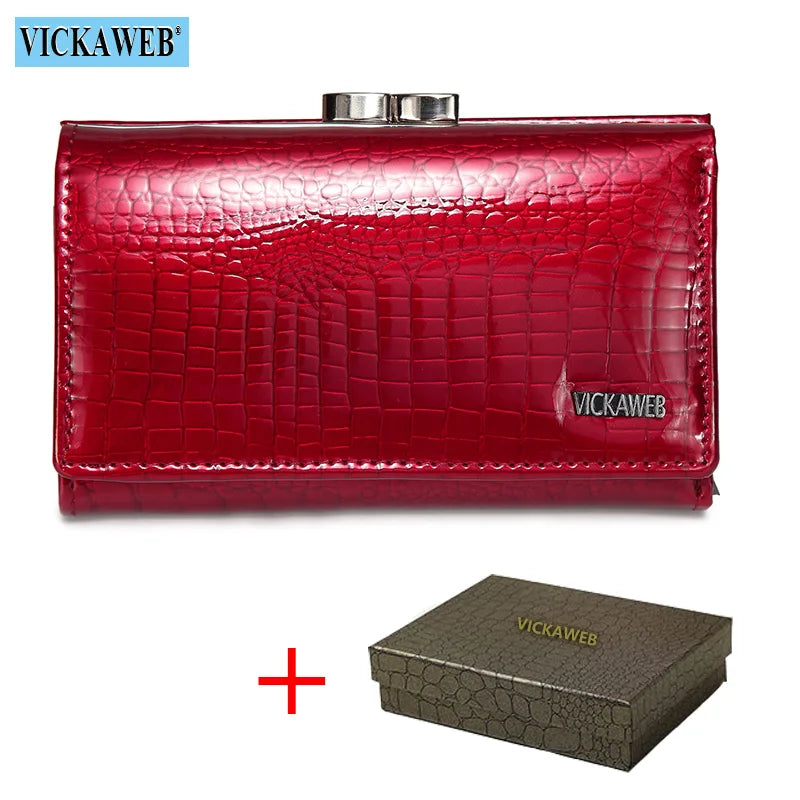 Free Gift Women Genuine Leather Short Wallet Female Fashion Purses Ladies Alligator Hasp & Zipper Small Coin Bag AE2155