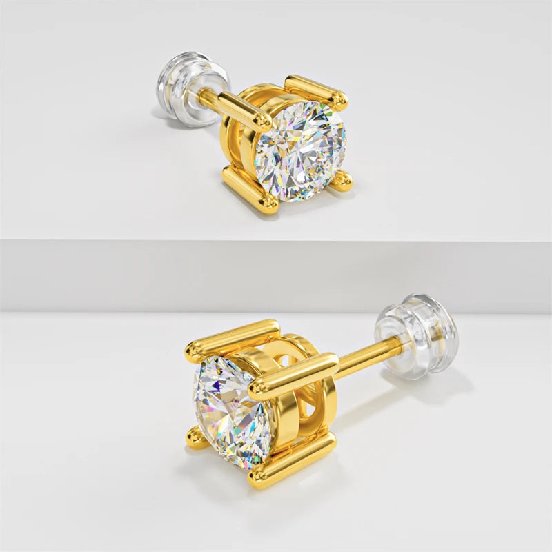 Original Real 18K Gold Moissanite Diamond Earrings Authentic AU750 Exquisite Gift Gold Earrings For Woman Female Fine Jewelry